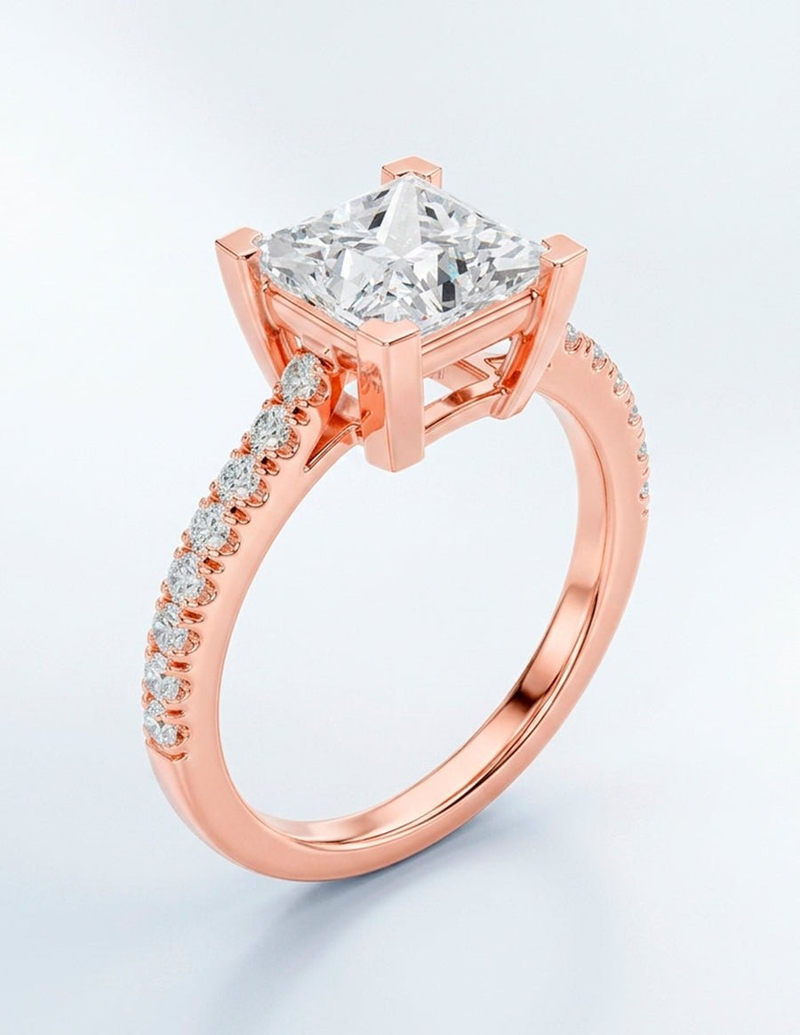 Anillo de compromiso - piedras laterales - AMORE137-PR-LG