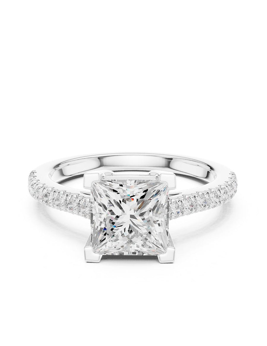 Anillo de compromiso - piedras laterales - AMORE137-PR-LG