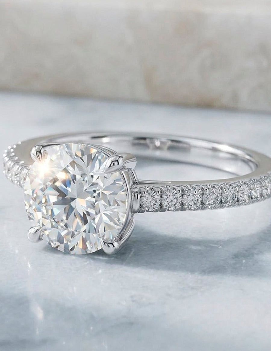 Anillo de compromiso - piedras laterales - AMORE137-RD-LG