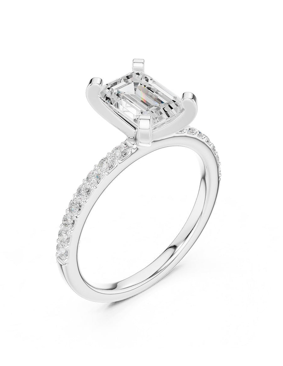 Anillo de compromiso - piedras laterales - AMORE138-EM-LG