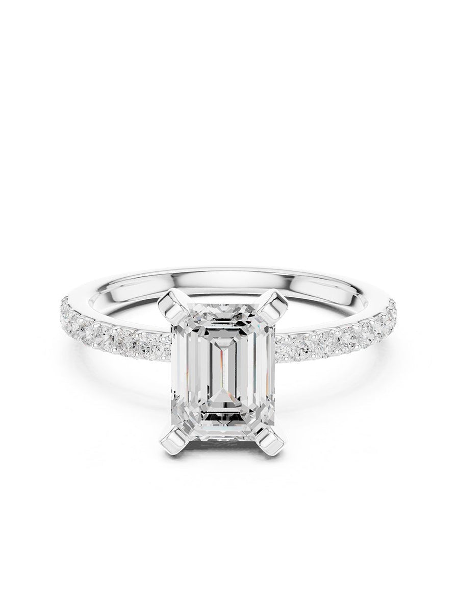 Anillo de compromiso - piedras laterales - AMORE138-EM-LG