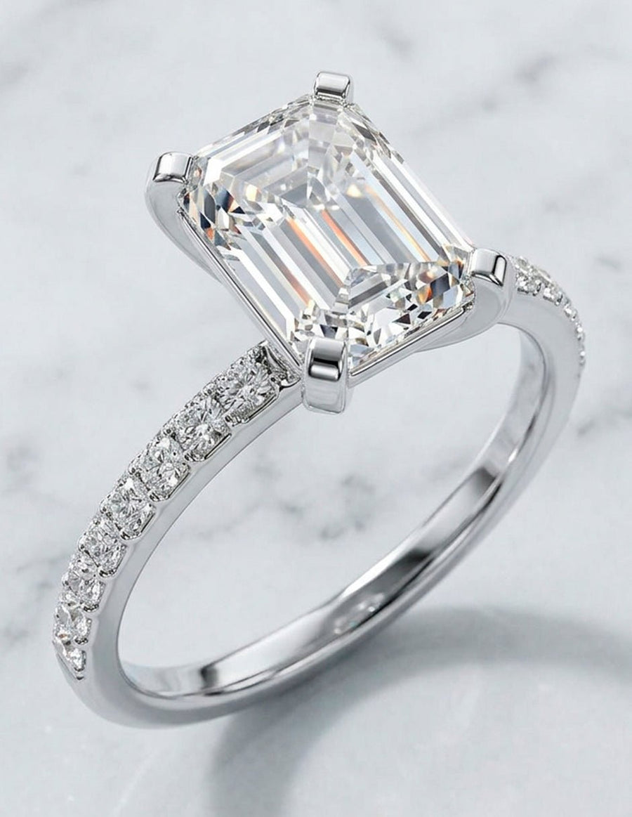 Anillo de compromiso - piedras laterales - AMORE138-EM-LG