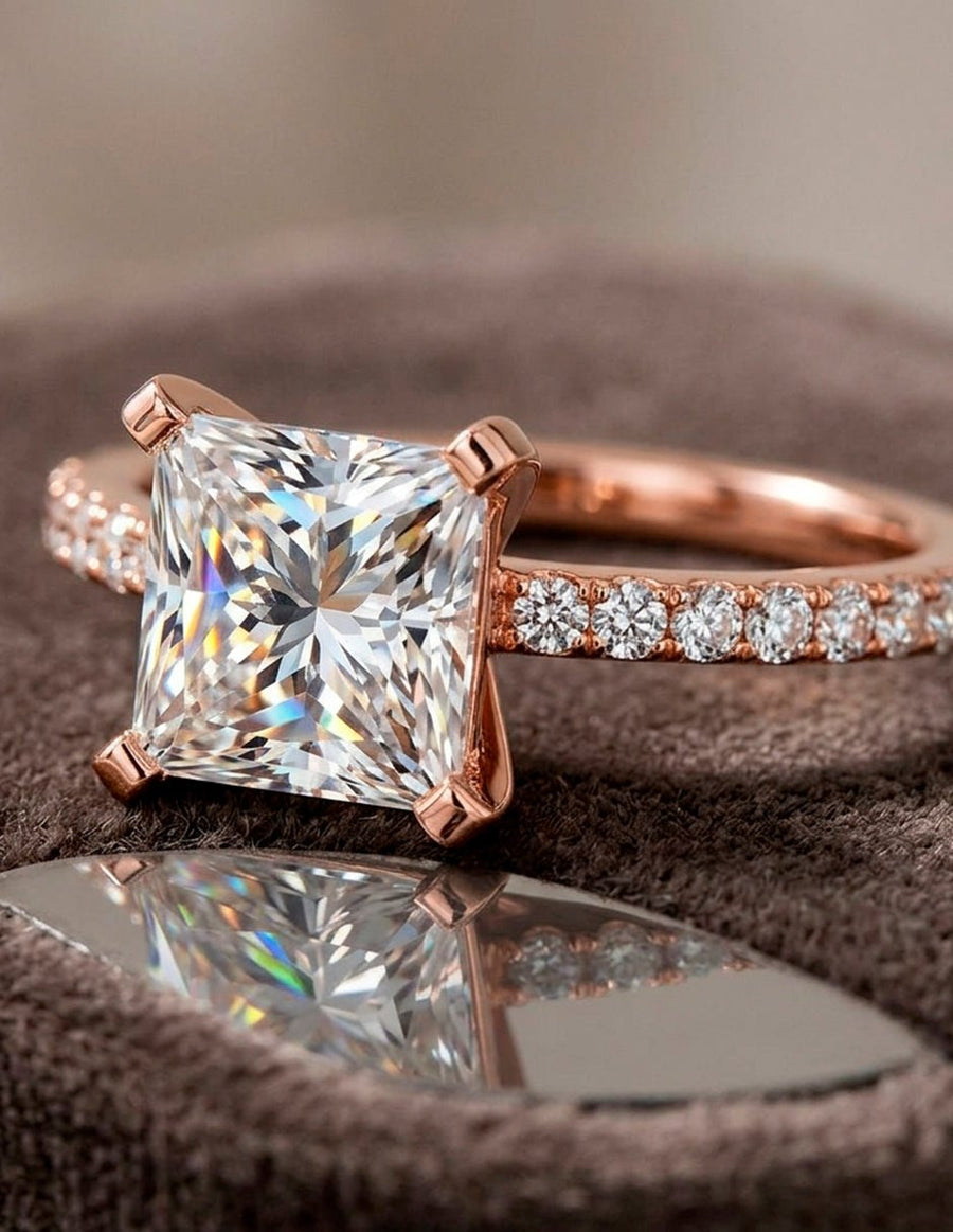 Anillo de compromiso - piedras laterales - AMORE138-PR-LG