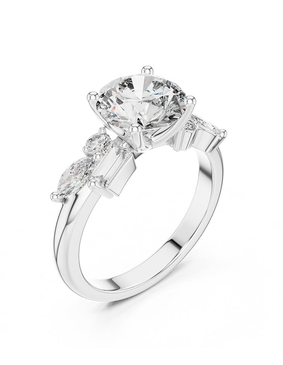 Anillo de compromiso - piedras laterales - AMORE139-RD-LG