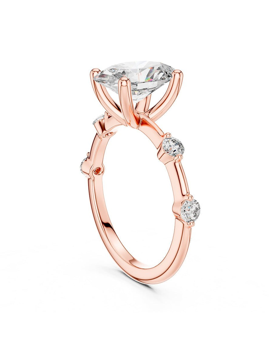 Anillo de compromiso - piedras laterales - AMORE140-OV-LG