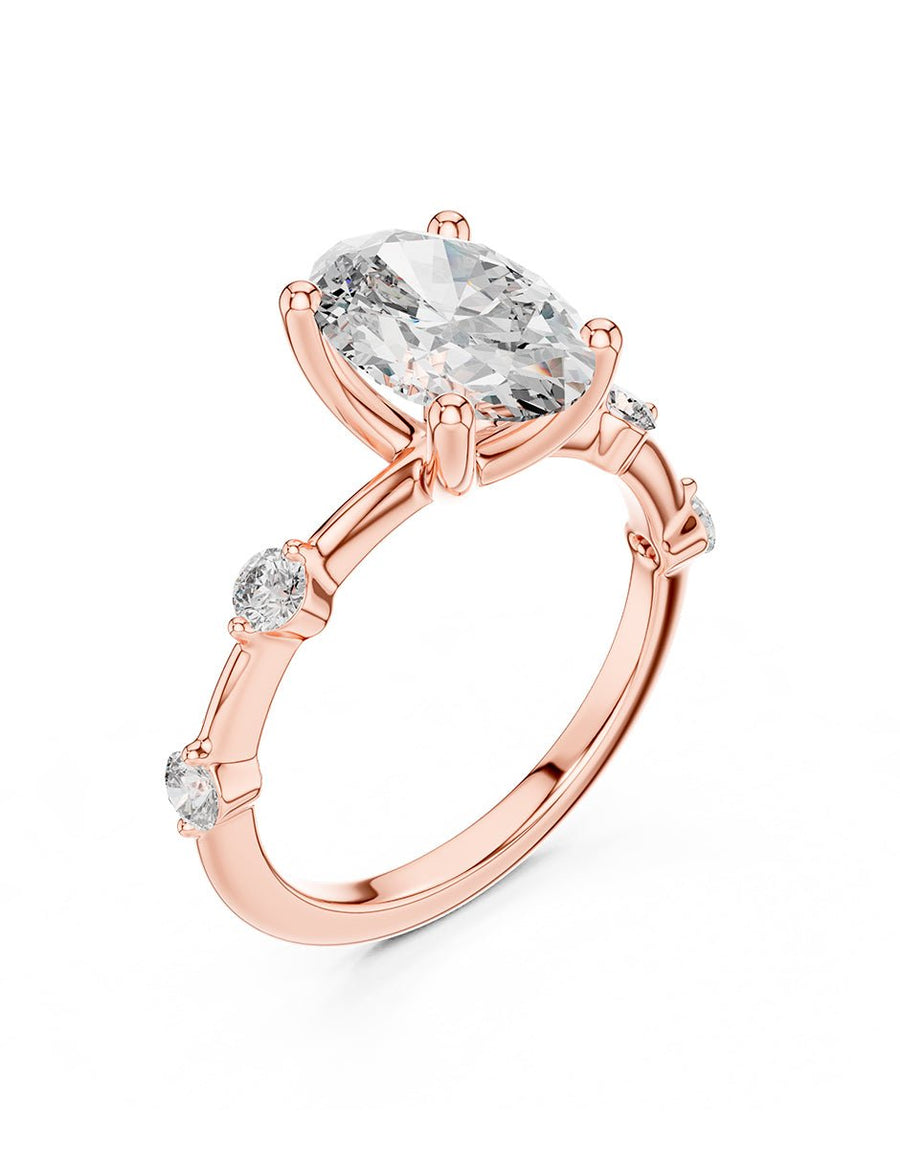 Anillo de compromiso - piedras laterales - AMORE140-OV-LG