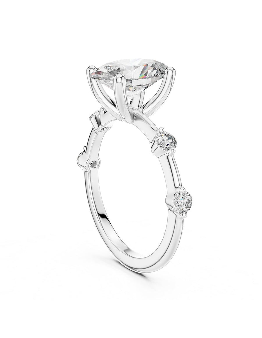 Anillo de compromiso - piedras laterales - AMORE140-OV-LG