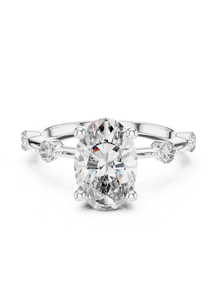 Anillo de compromiso - piedras laterales - AMORE140-OV-LG