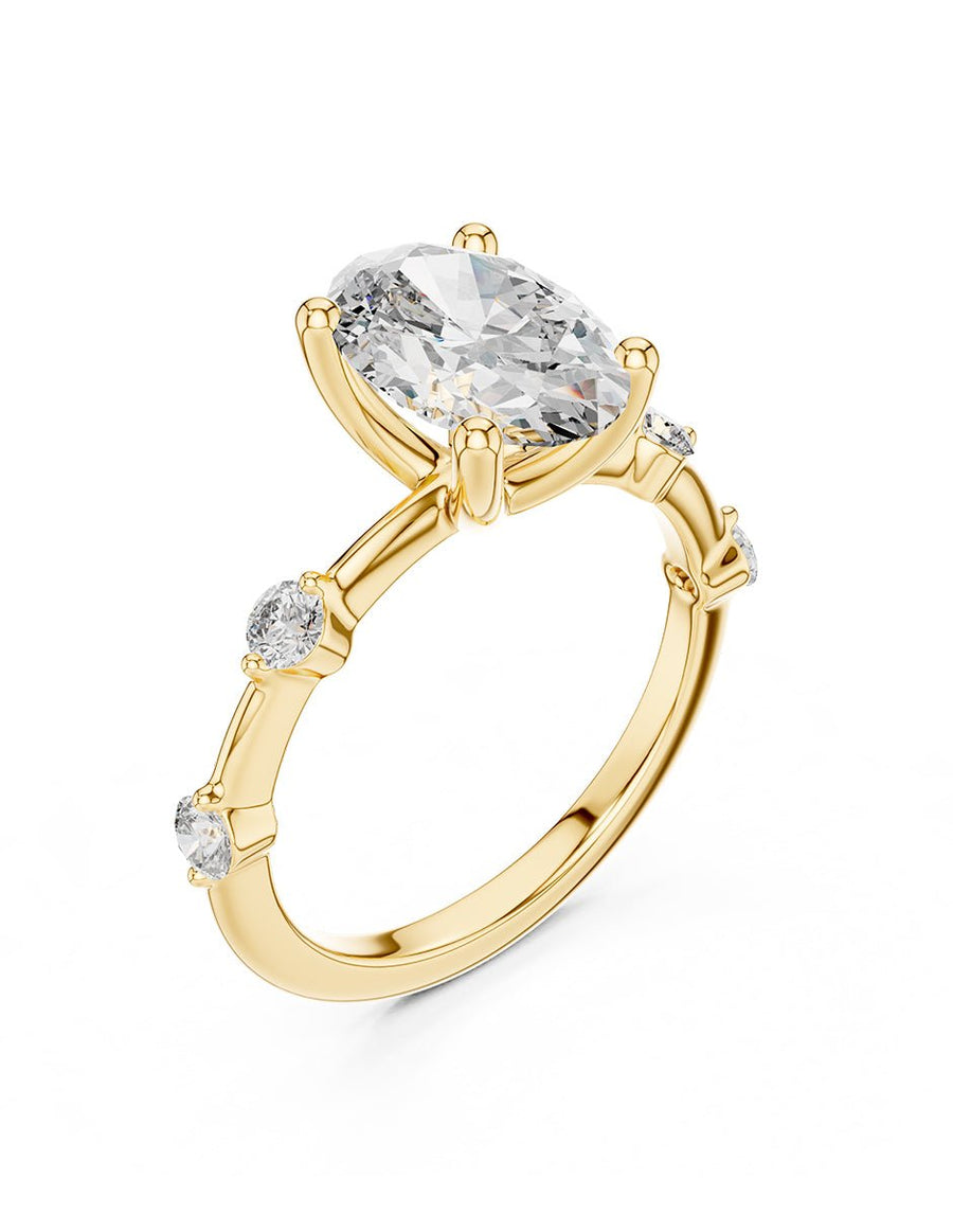 Anillo de compromiso - piedras laterales - AMORE140-OV-LG