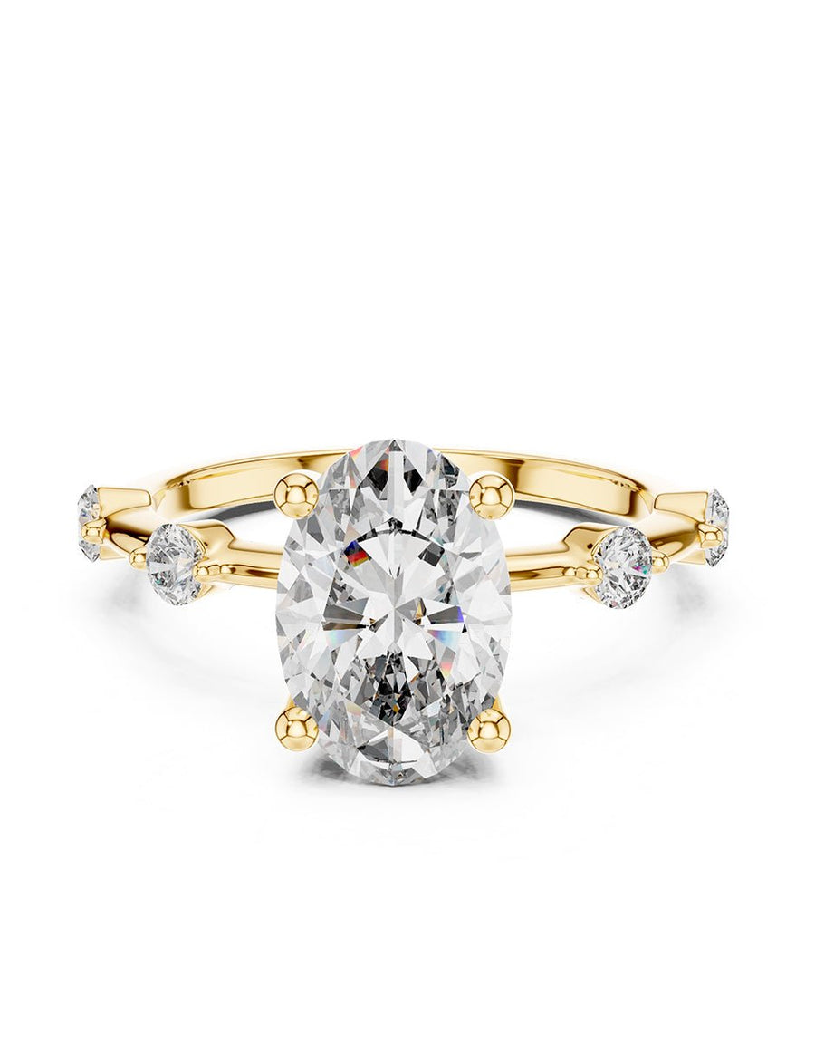 Anillo de compromiso - piedras laterales - AMORE140-OV-LG