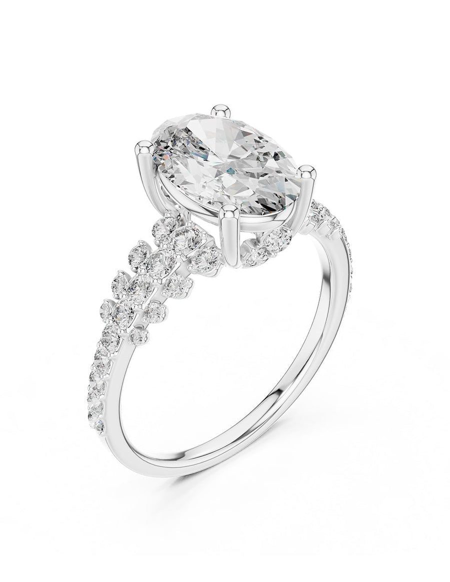 Anillo de compromiso - piedras laterales - AMORE142-OV-LG