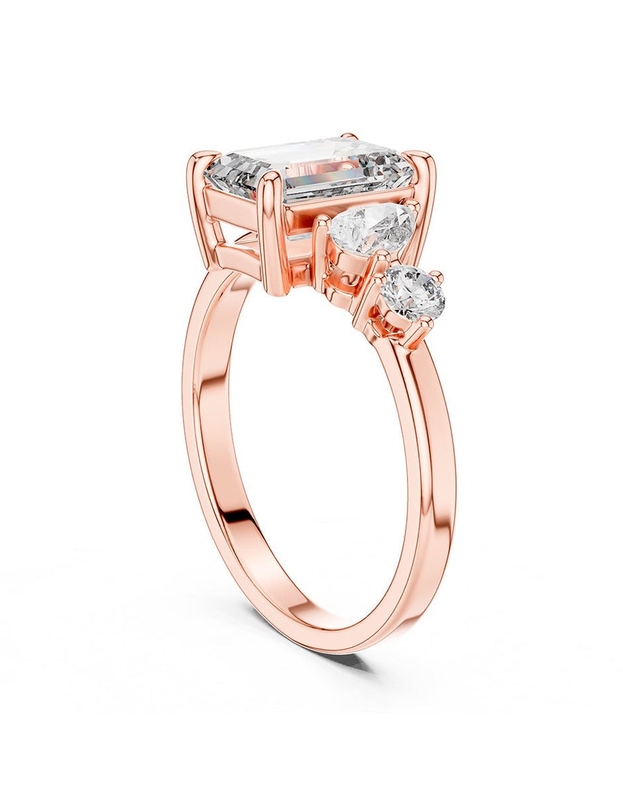 Anillo de compromiso - piedras laterales - AMORE144-EM-LG