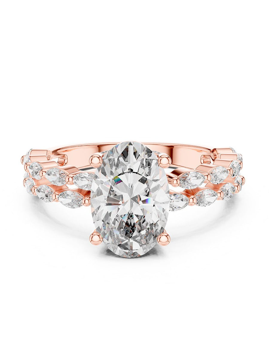 Anillo de compromiso - piedras laterales - AMORE145-OV-LG