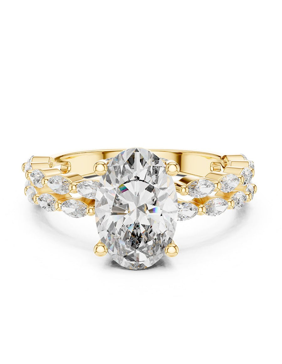 Anillo de compromiso - piedras laterales - AMORE145-OV-LG