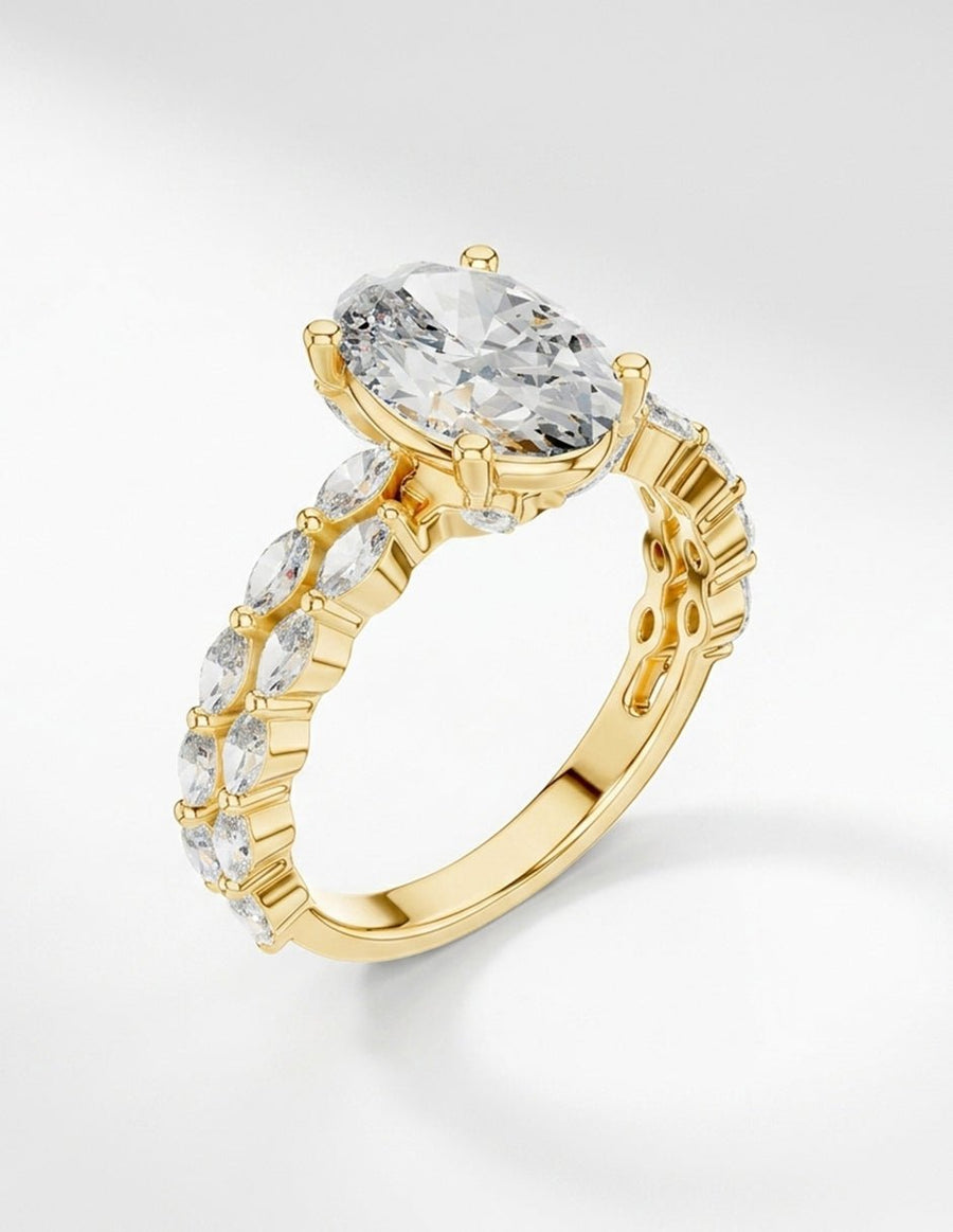 Anillo de compromiso - piedras laterales - AMORE145-OV-LG