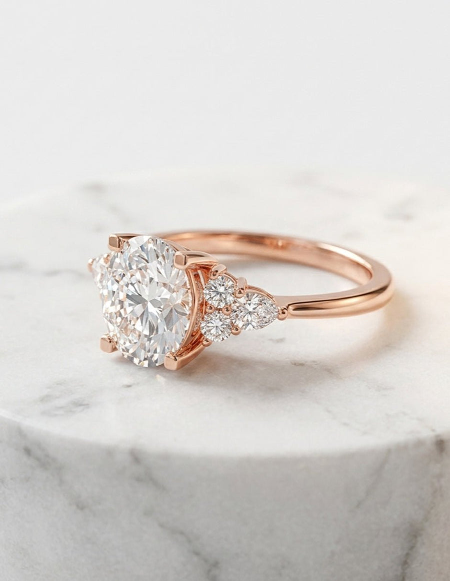 Anillo de compromiso - piedras laterales - AMORE146-RD-LG