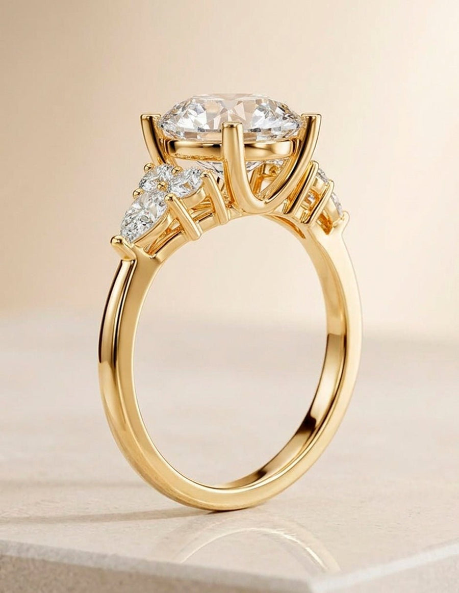 Anillo de compromiso - piedras laterales - AMORE146-RD-LG
