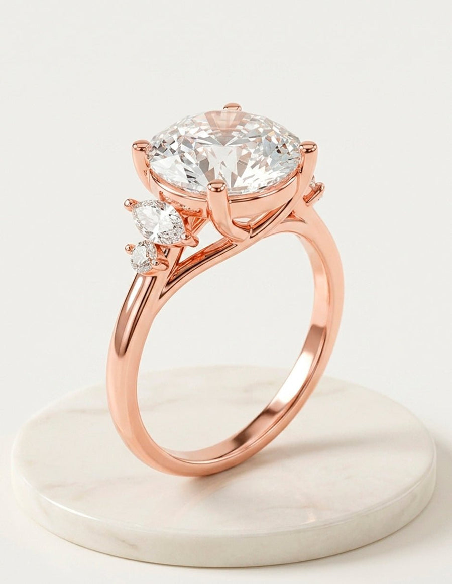 Anillo de compromiso - piedras laterales - AMORE147-RD-LG