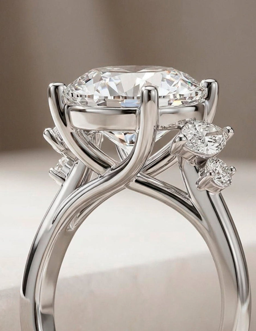 Anillo de compromiso - piedras laterales - AMORE147-RD-LG