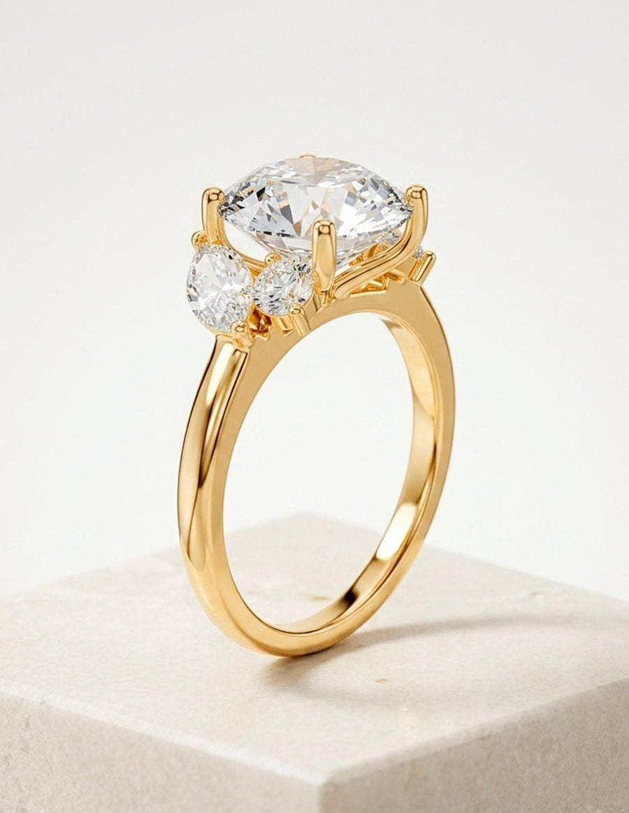 Anillo de compromiso - piedras laterales - AMORE148-RD-LG