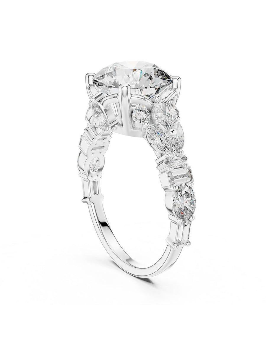 Anillo de compromiso - piedras laterales - AMORE149-RD-LG