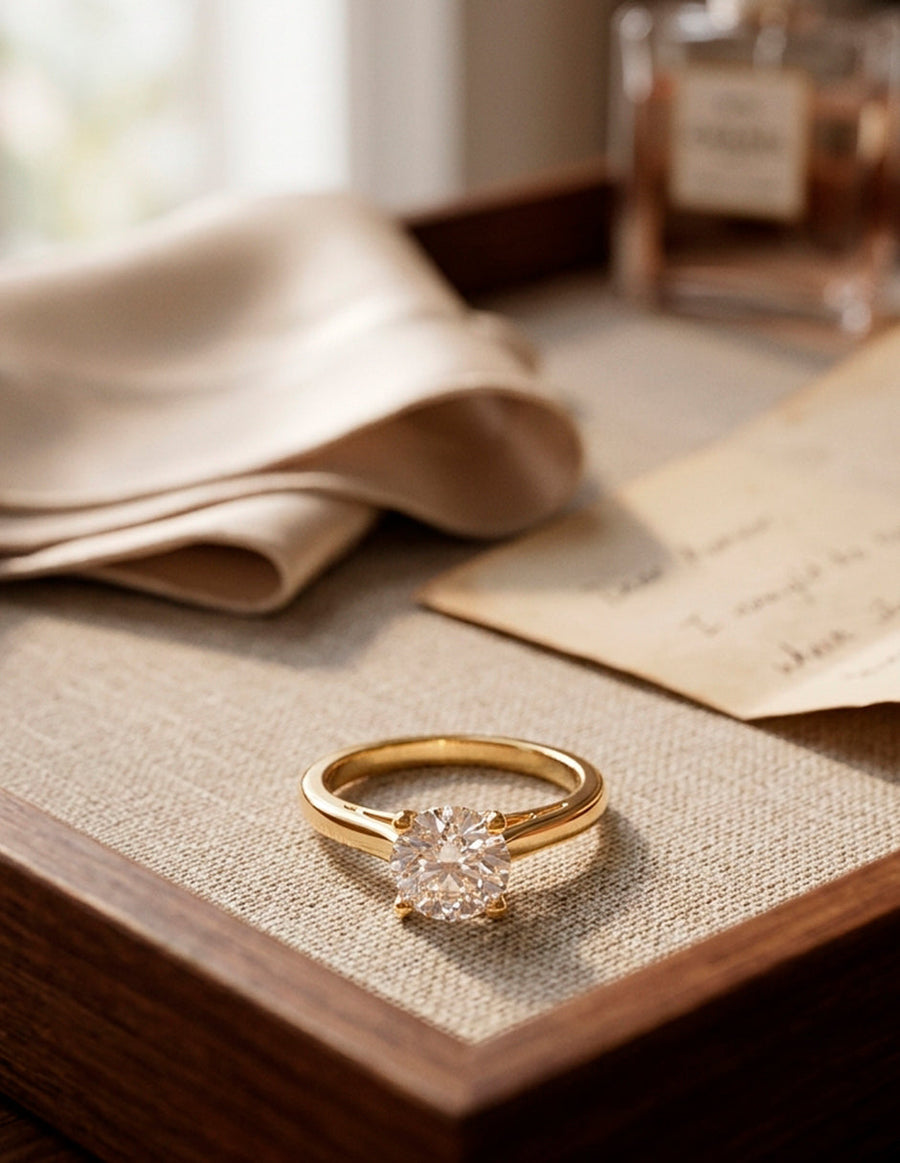 Anillo de Compromiso - solitario - AMORE15-RD-CZ