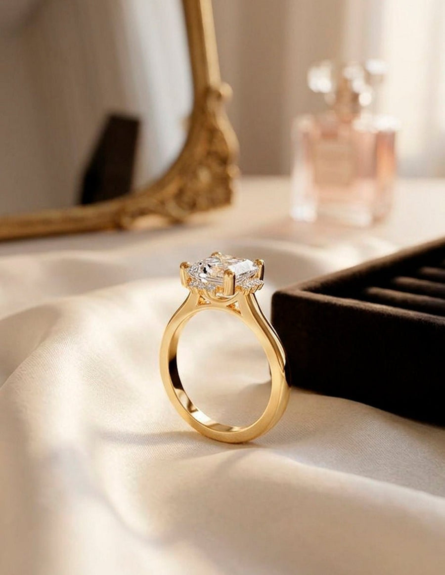 Anillo de compromiso - piedras laterales - AMORE150-AS-LG