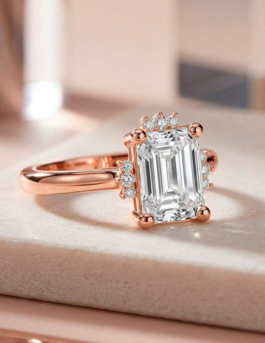 Anillo de compromiso - piedras laterales - AMORE150-EM-LG