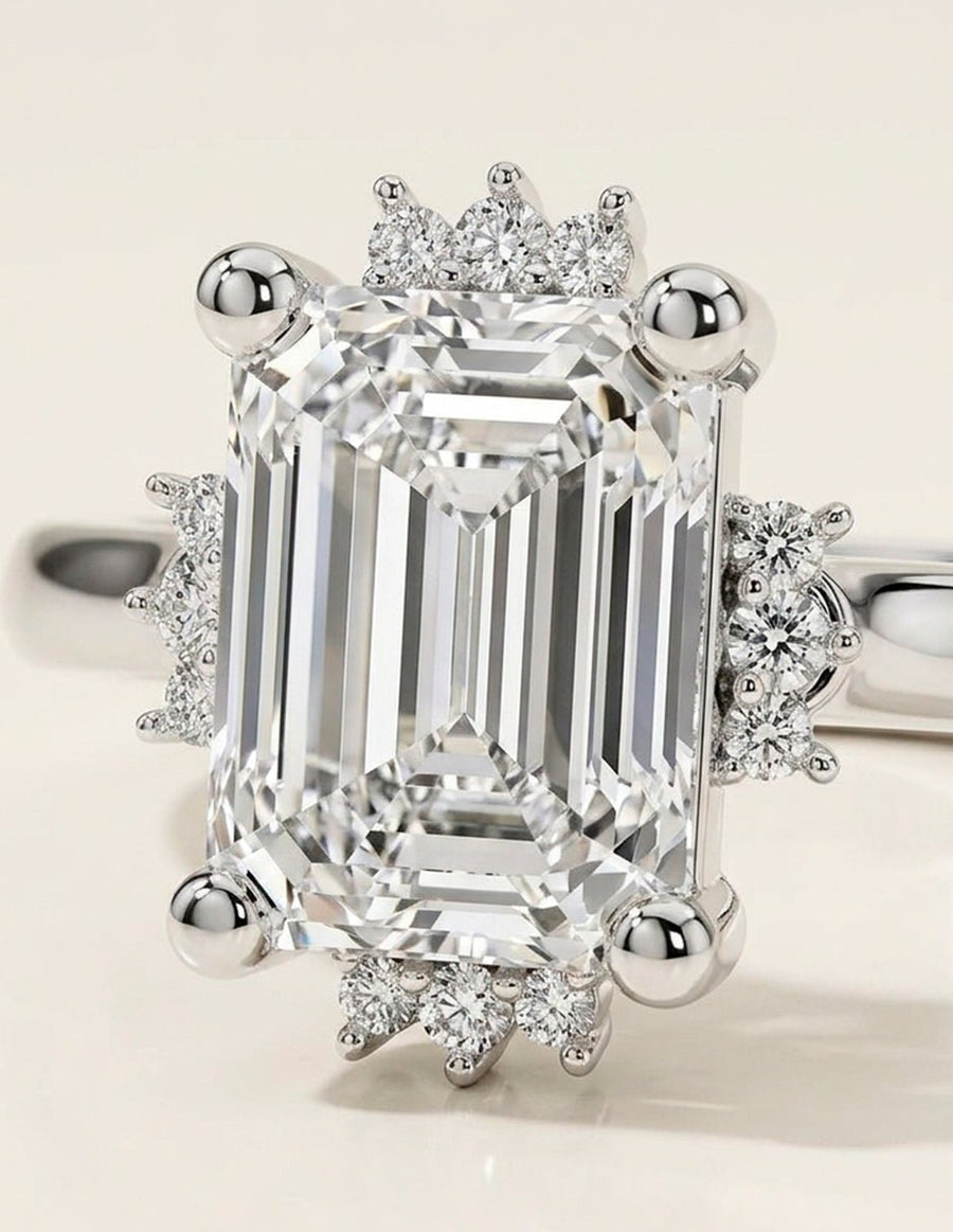 Anillo de compromiso - piedras laterales - AMORE150-EM-LG