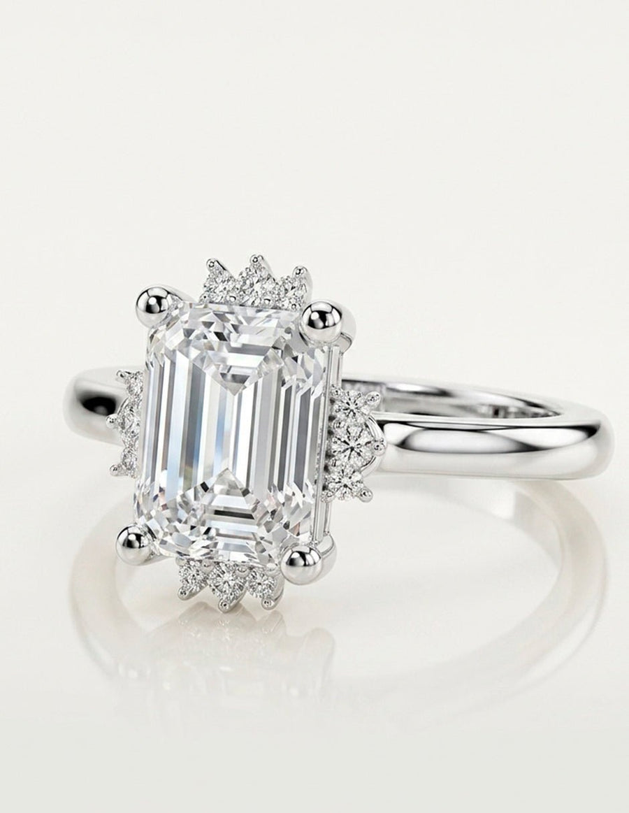 Anillo de compromiso - piedras laterales - AMORE150-EM-LG