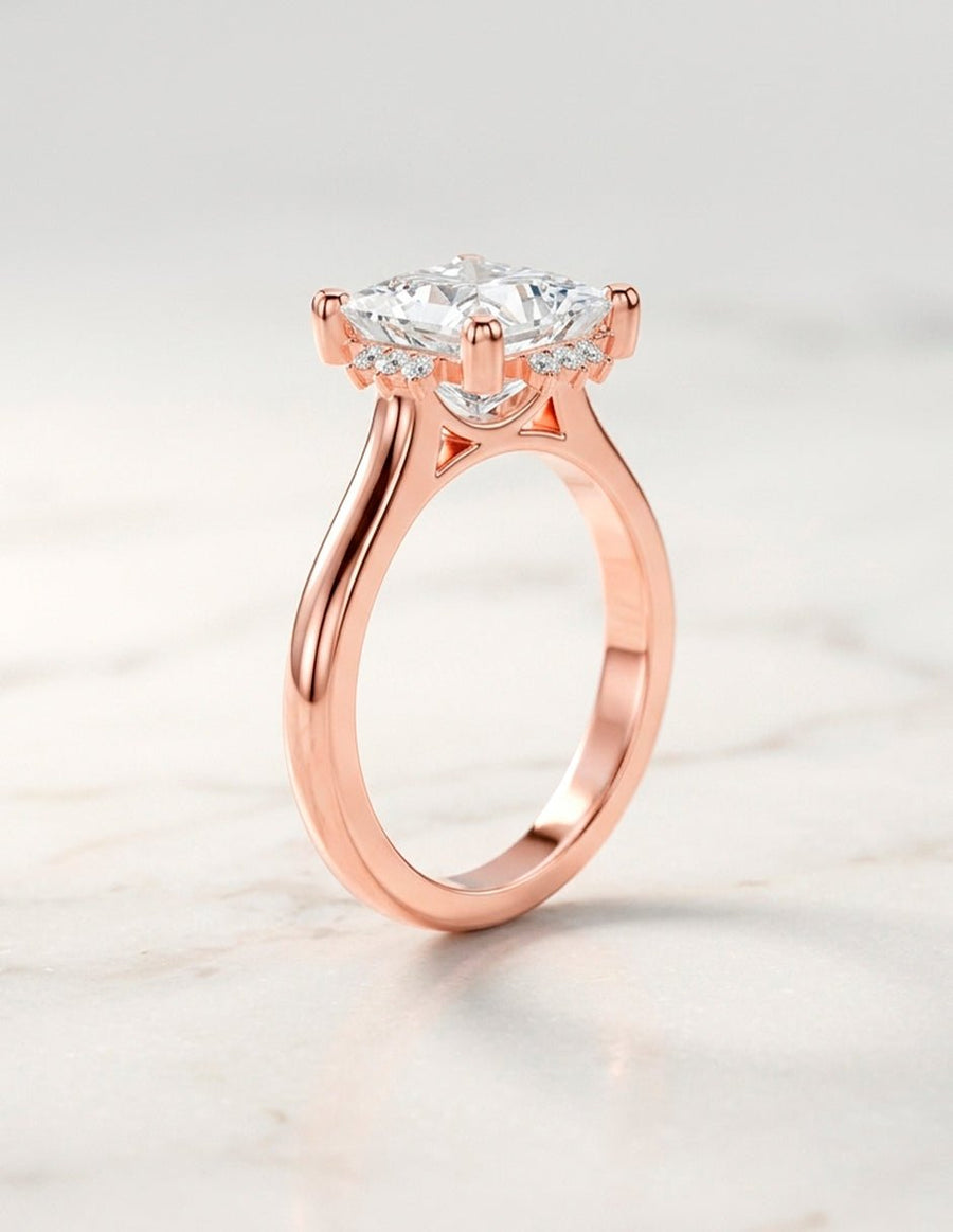 Anillo de compromiso - piedras laterales - AMORE150-PR-LG