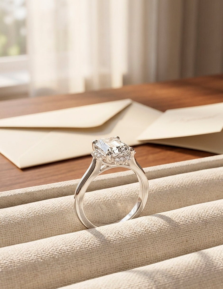 Anillo de compromiso - piedras laterales - AMORE150-RA-LG