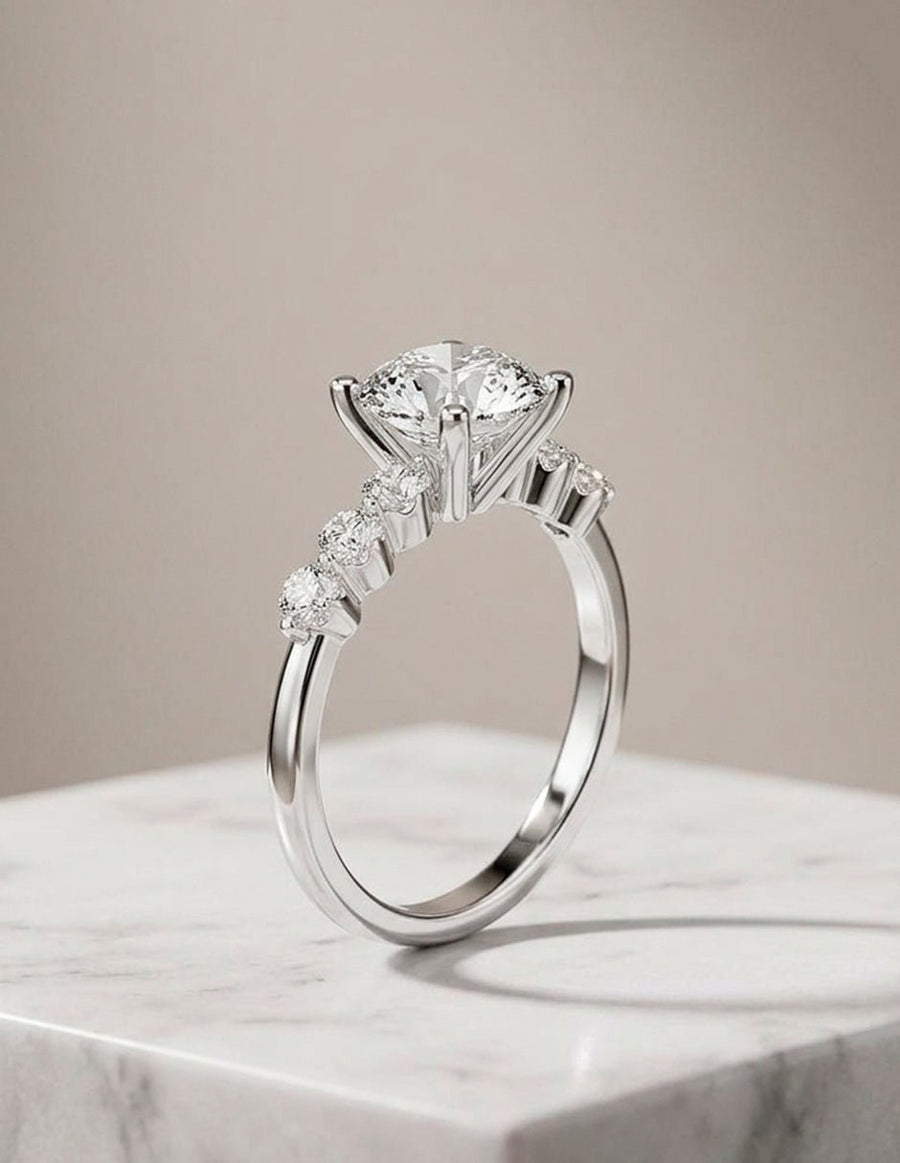 Anillo de compromiso - piedras laterales - AMORE151-RD-LG