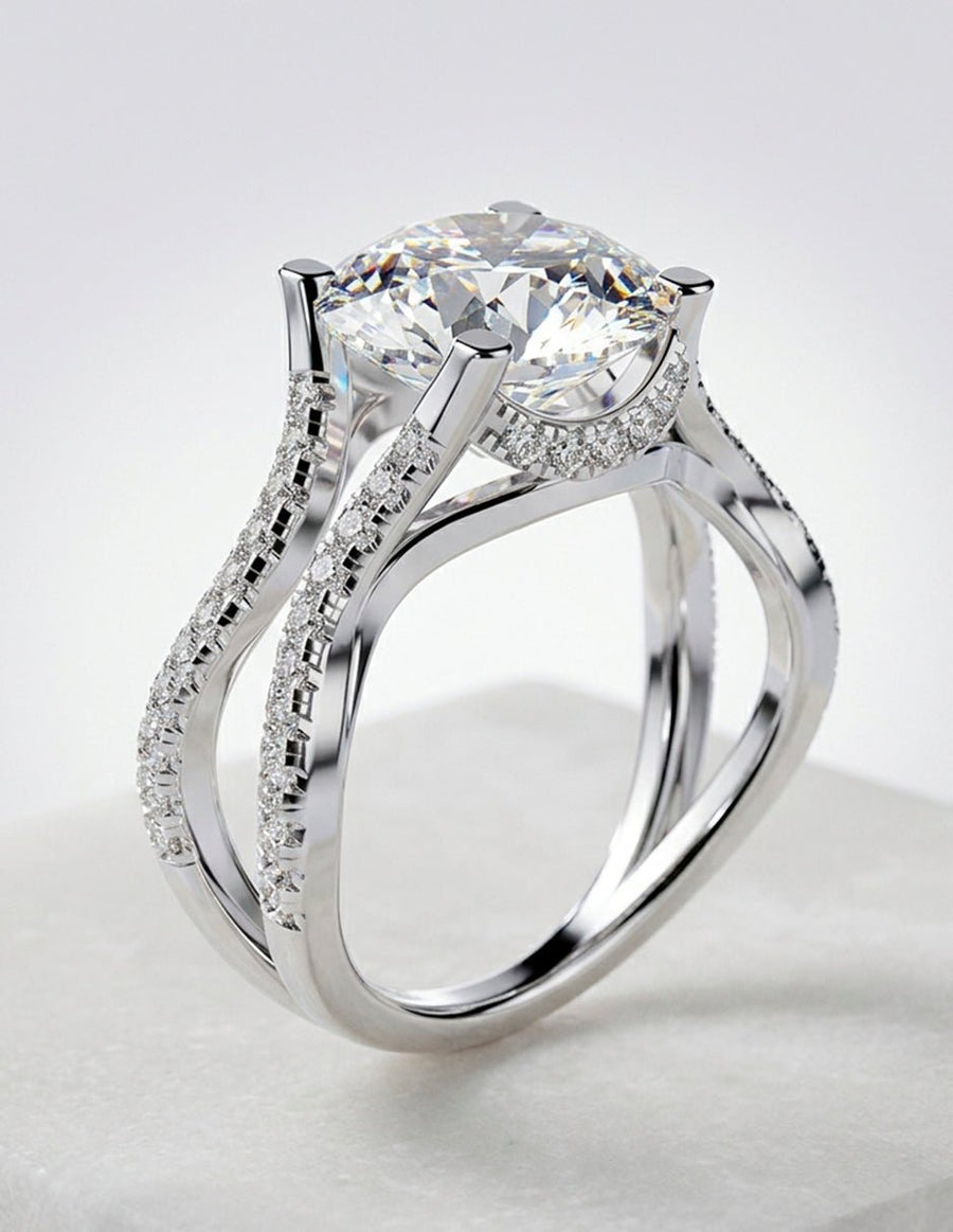 Anillo de compromiso - piedras laterales - AMORE153-RD-LG