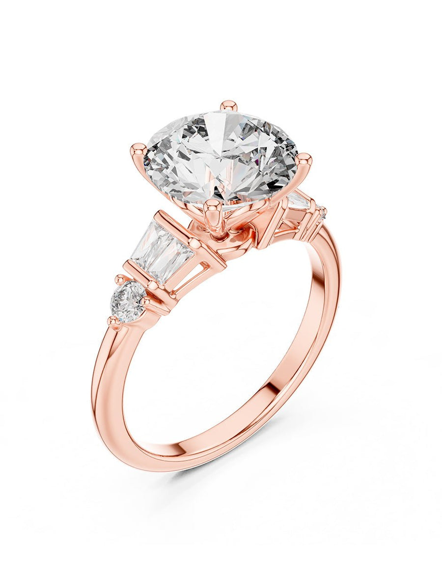 Anillo de compromiso - piedras laterales - AMORE155-RD-LG