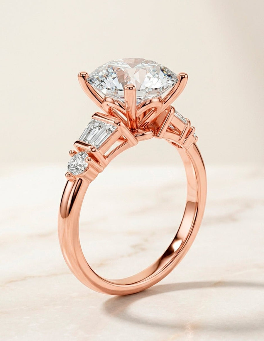 Anillo de compromiso - piedras laterales - AMORE155-RD-LG