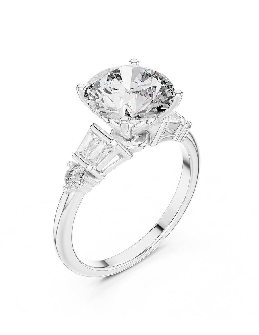 Anillo de compromiso - piedras laterales - AMORE155-RD-LG