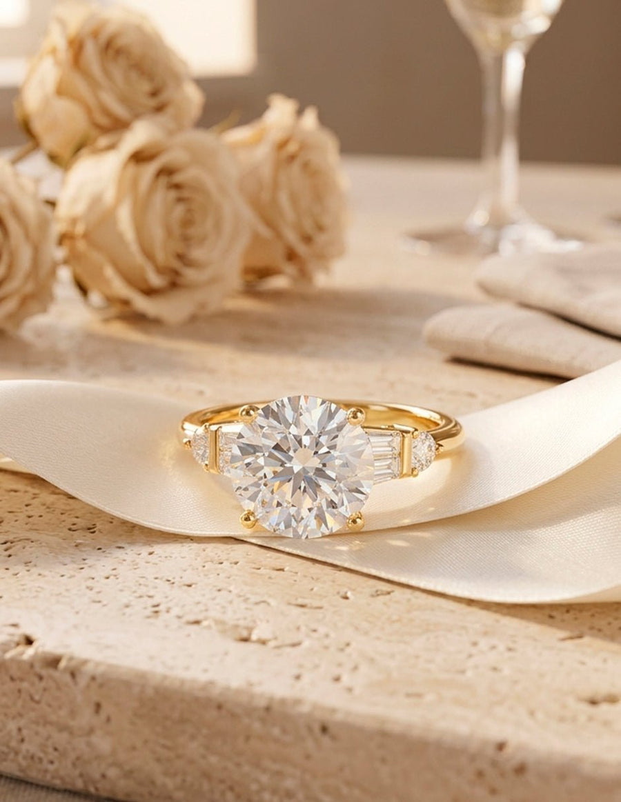 Anillo de compromiso - piedras laterales - AMORE155-RD-LG