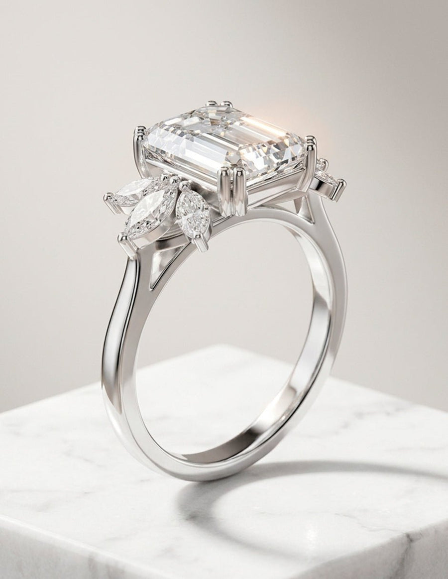 Anillo de compromiso - piedras laterales - AMORE156-EM-LG