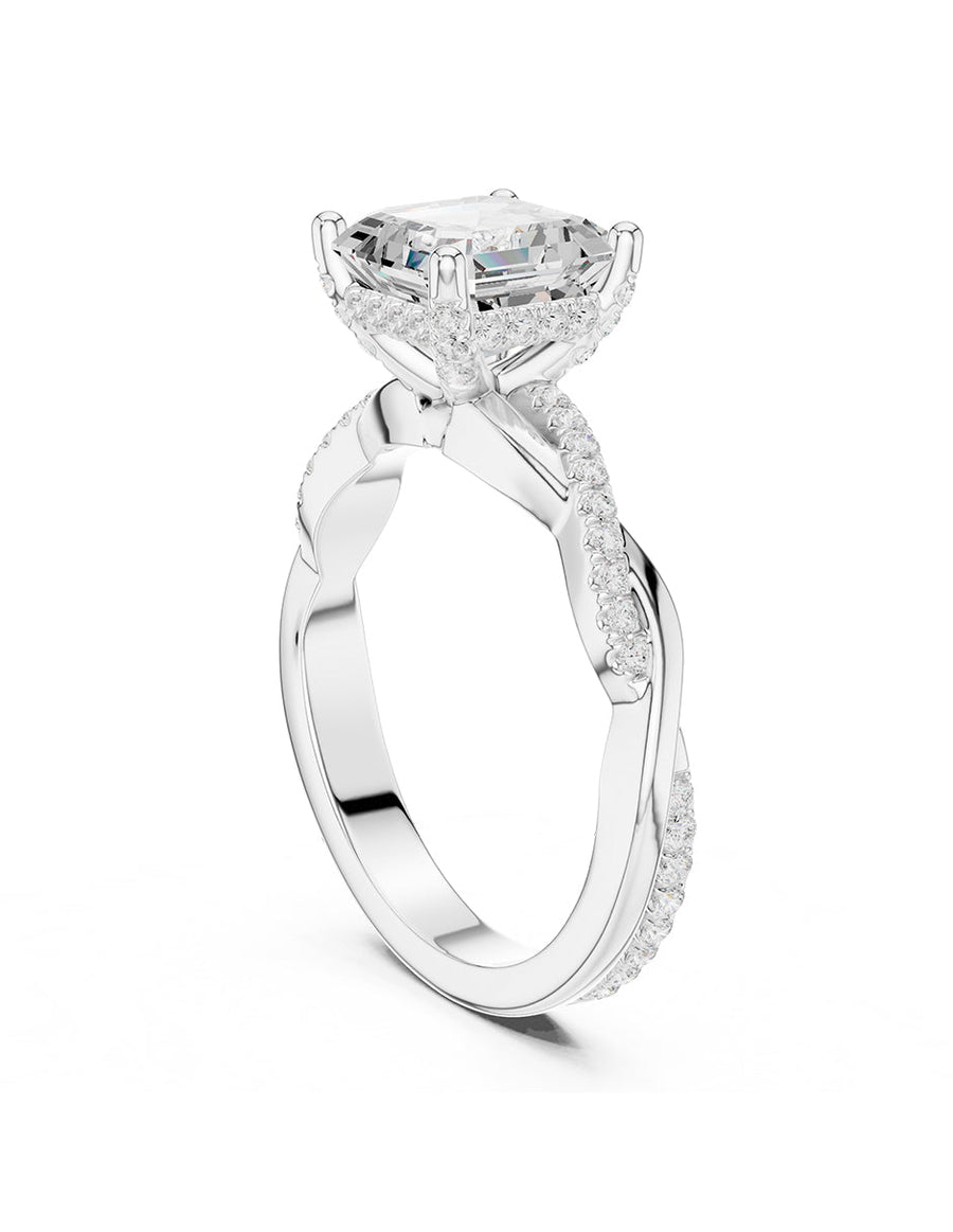 Anillo de compromiso - piedras laterales - AMORE157-AS-LG