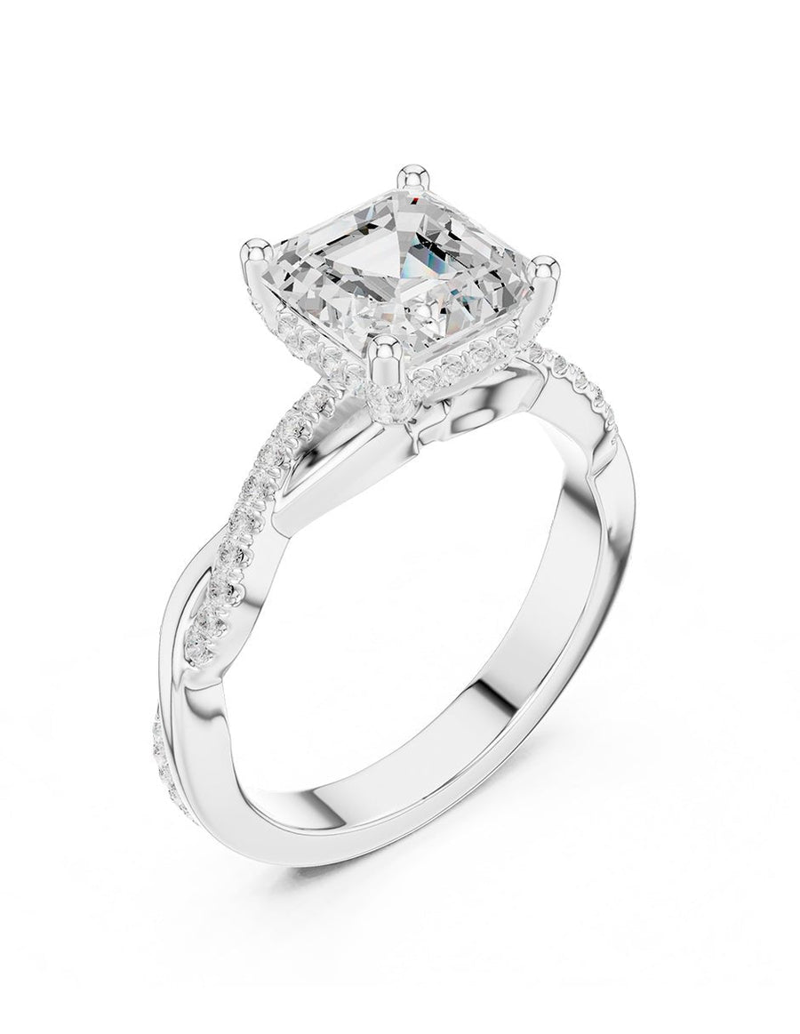 Anillo de compromiso - piedras laterales - AMORE157-AS-LG