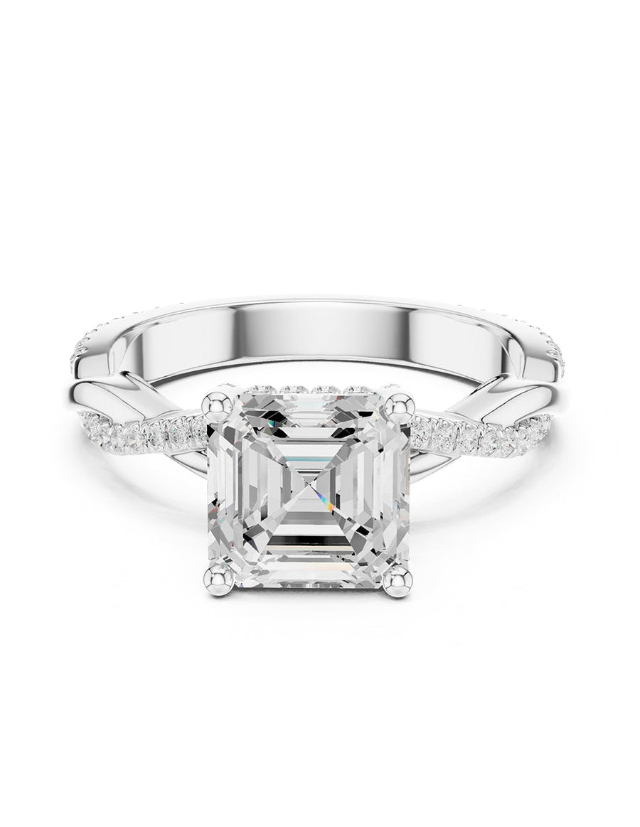 Anillo de compromiso - piedras laterales - AMORE157-AS-LG