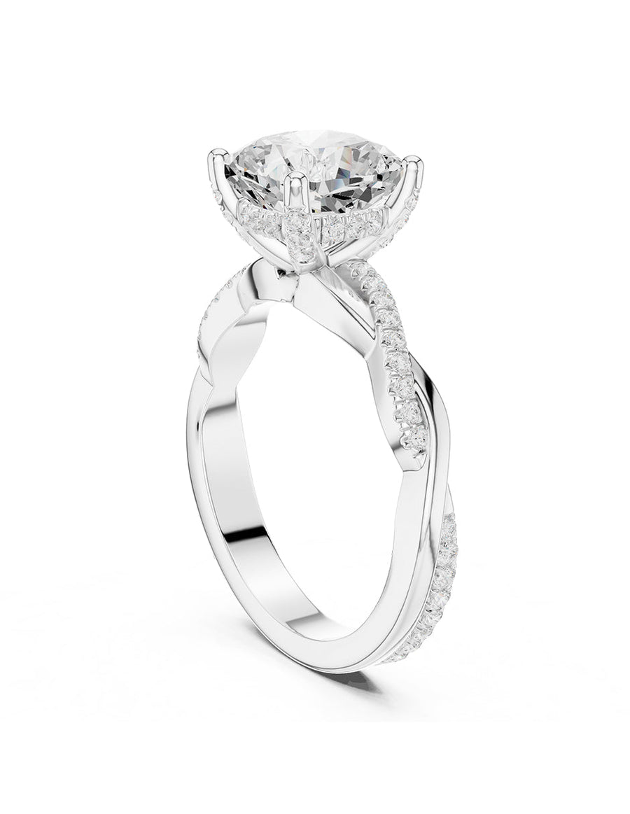 Anillo de compromiso - piedras laterales - AMORE157-CU-LG