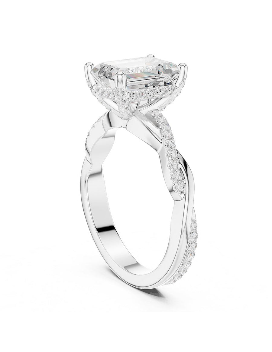 Anillo de compromiso - piedras laterales - AMORE157-EM-LG