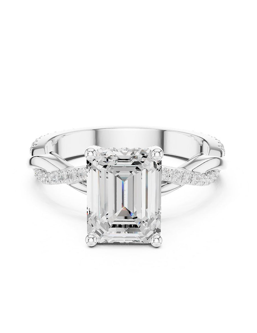 Anillo de compromiso - piedras laterales - AMORE157-EM-LG