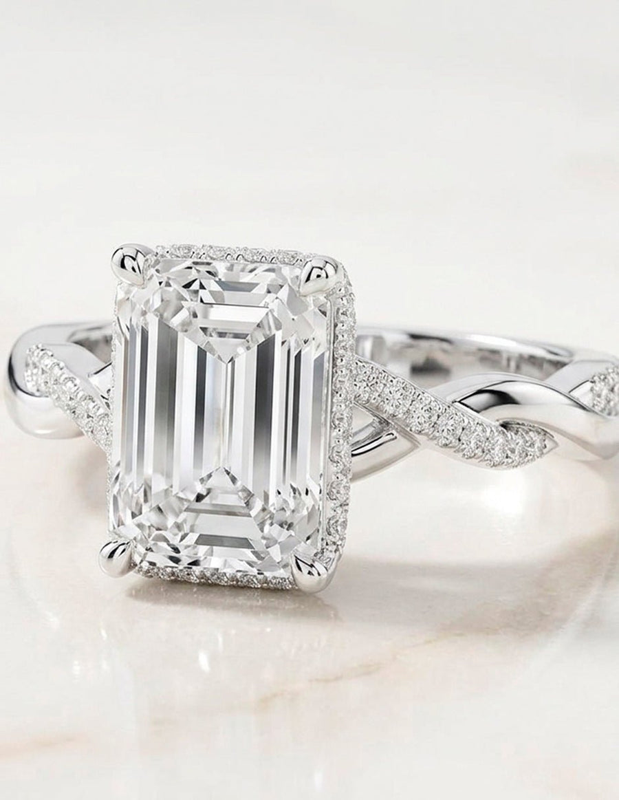 Anillo de compromiso - piedras laterales - AMORE157-EM-LG