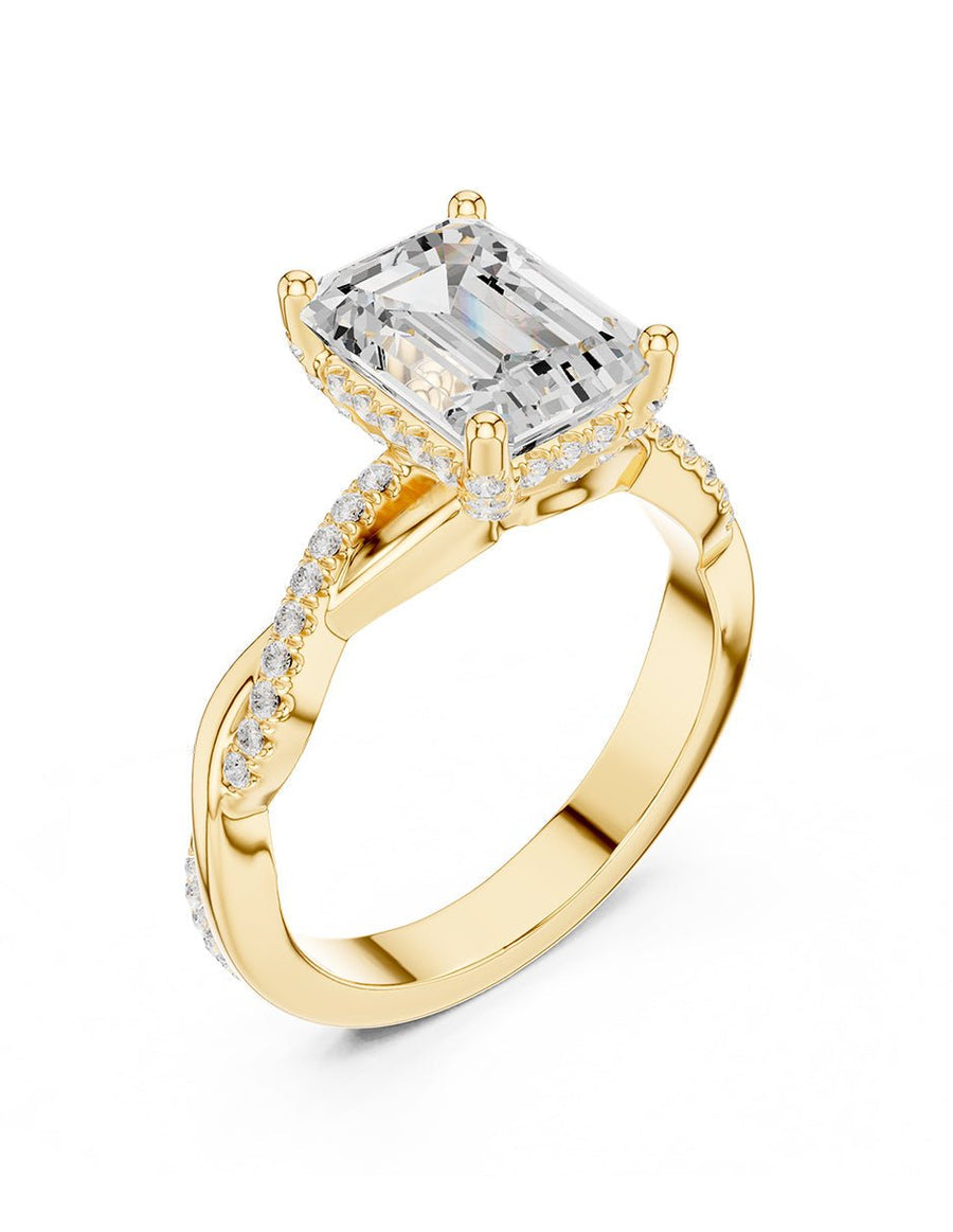 Anillo de compromiso - piedras laterales - AMORE157-EM-LG