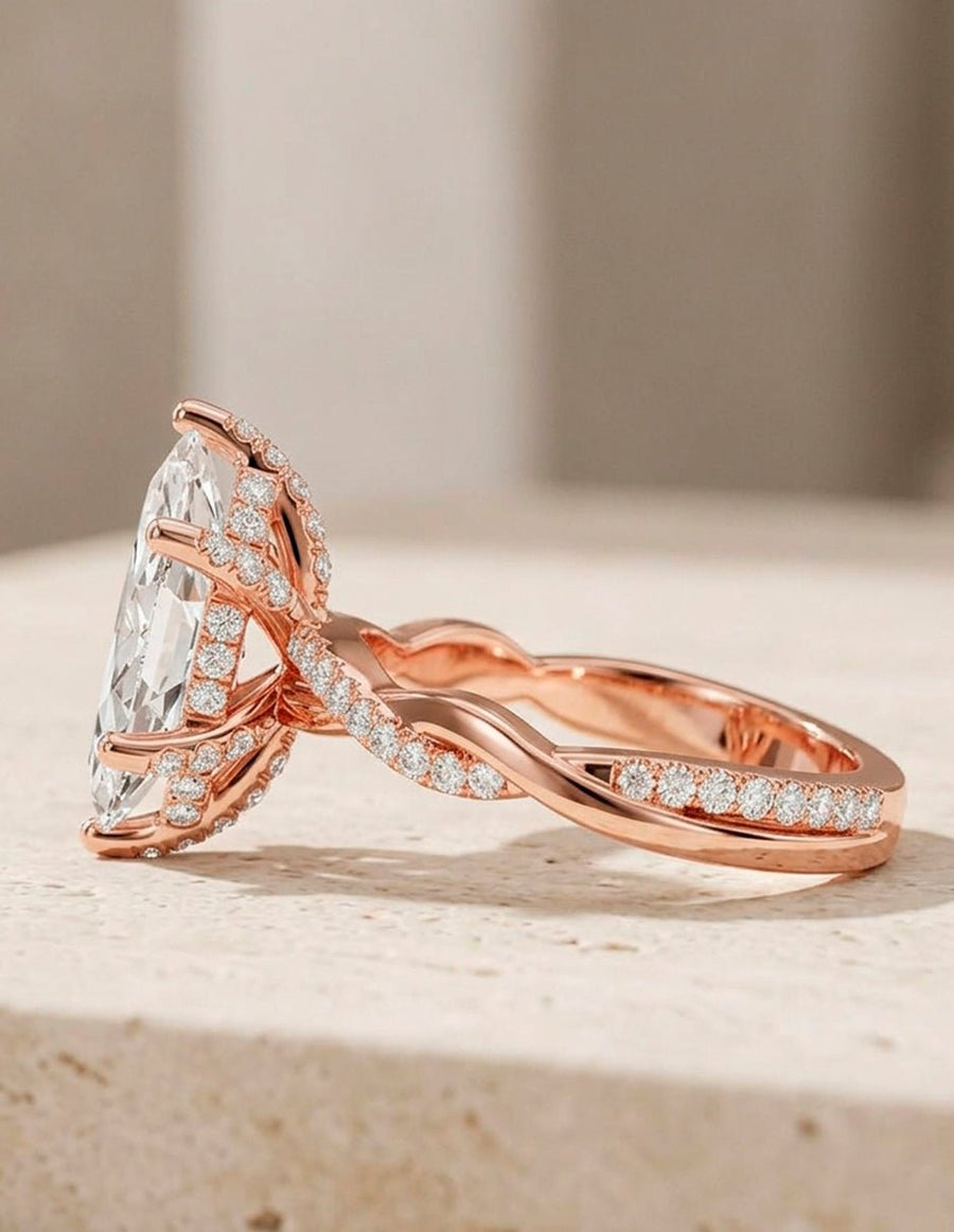 Anillo de compromiso - piedras laterales - AMORE157-MQ-LG