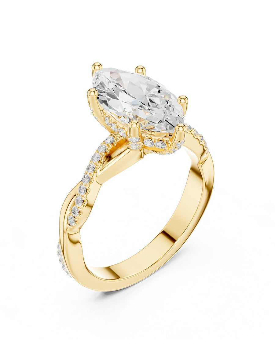 Anillo de compromiso - piedras laterales - AMORE157-MQ-LG