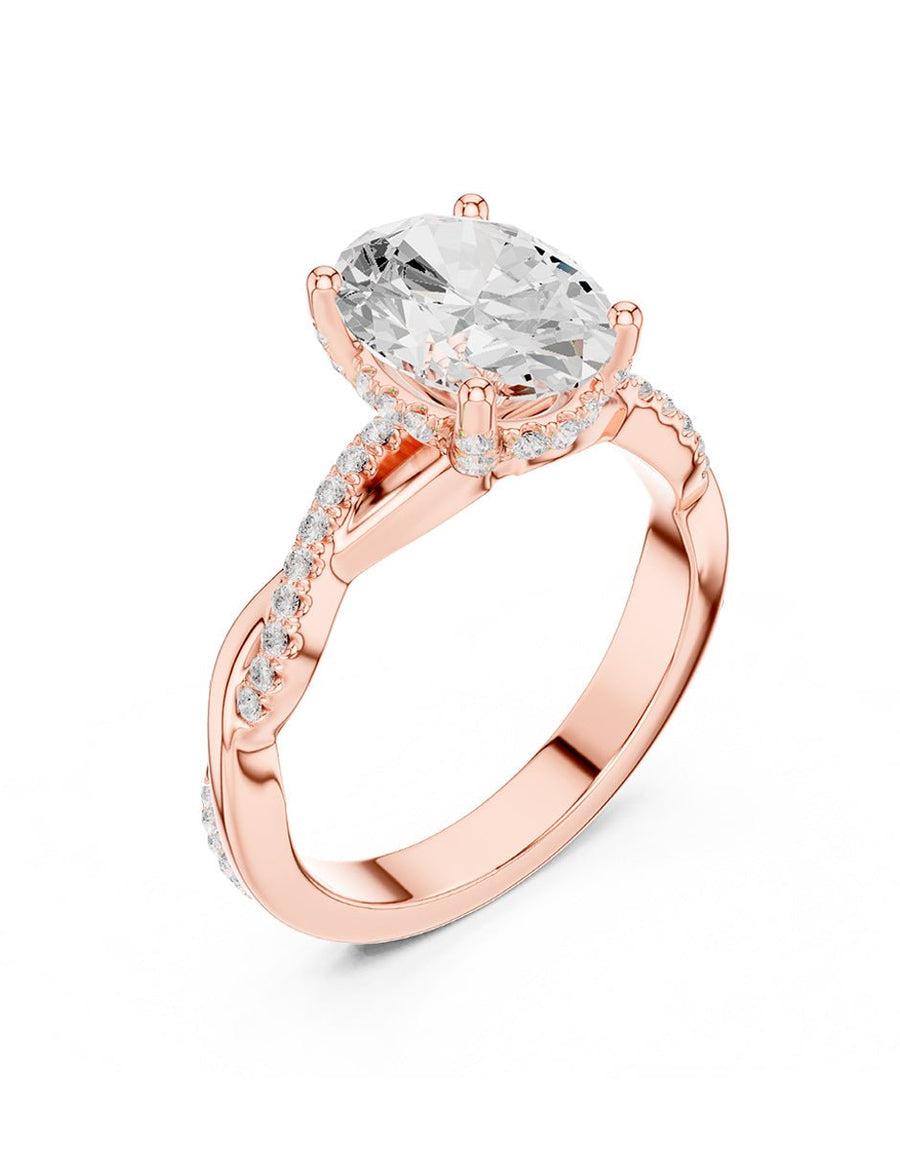 Anillo de compromiso - piedras laterales - AMORE157-OV-LG